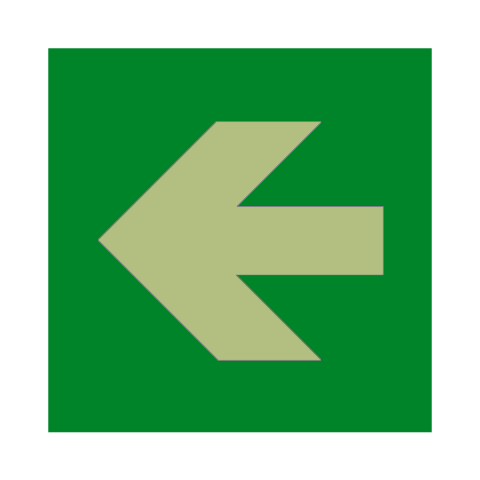 Arrow Left Photoluminescent Sign | Safety-Label.co.uk