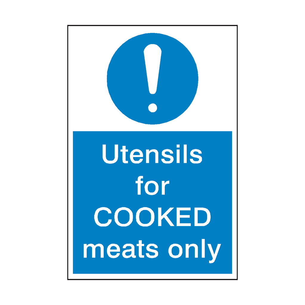 Utensils For Cooked Meat Sign | Safety-Label.co.uk