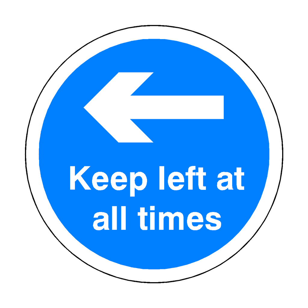 Keep Left At All Times Floor Sticker - Blue | Safety-Label.co.uk