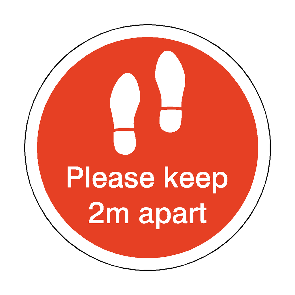 Please Keep 2M Apart Floor Sticker - Red | Safety-Label.co.uk