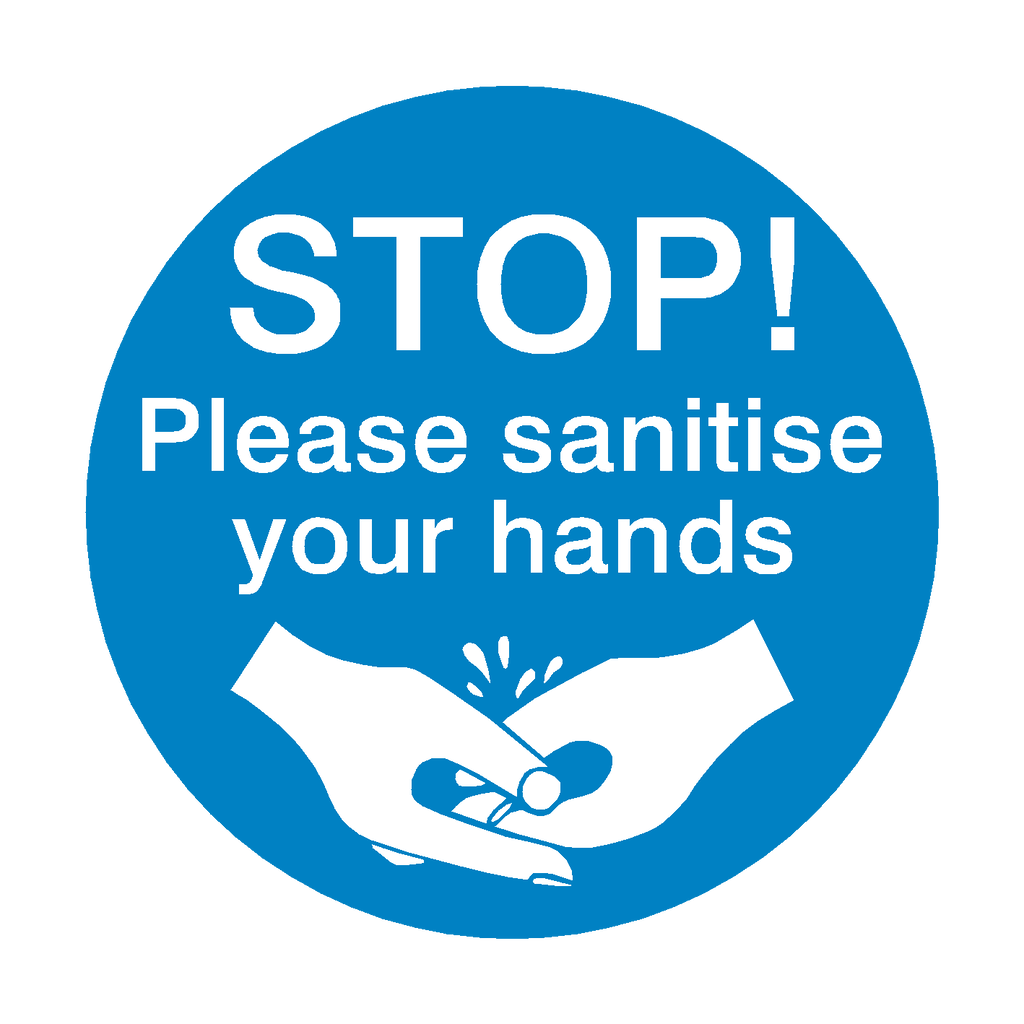 STOP! Please Sanitise Your Hands Sticker | Safety-Label.co.uk