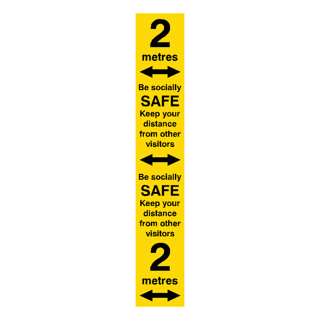 2 Metre Distance Floor Marking Strip - Yellow | Safety-Label.co.uk