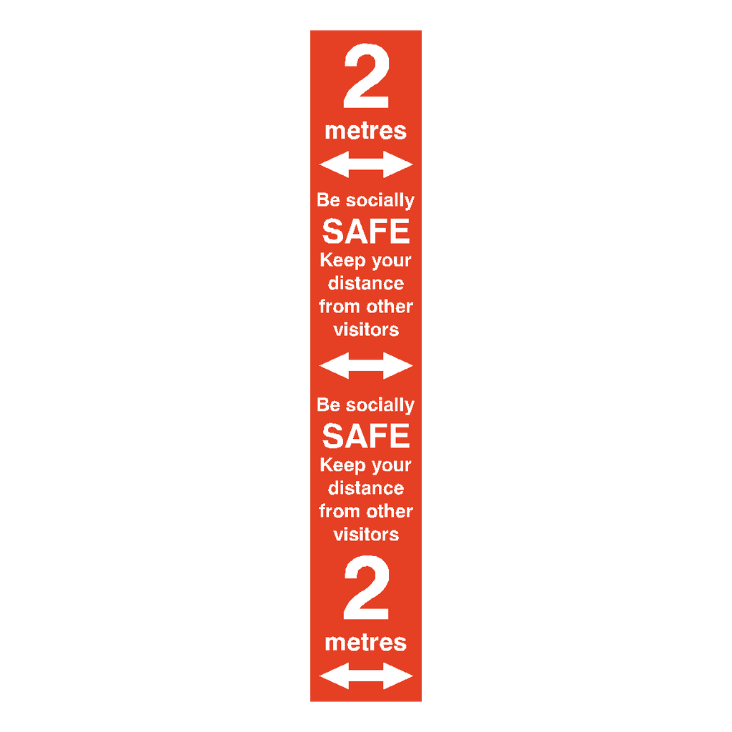 2 Metre Distance Floor Marking Strip - Red | Safety-Label.co.uk