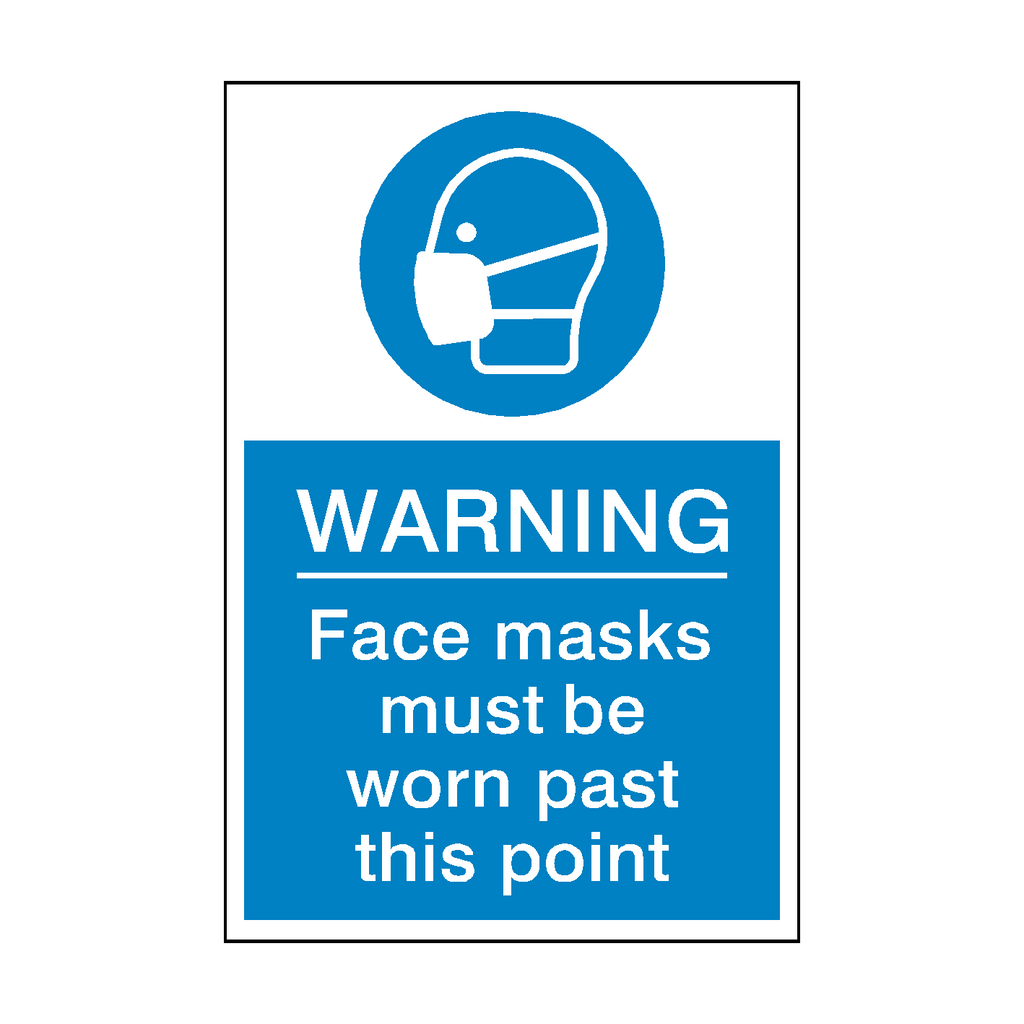 Face Masks Must Be Worn Past This Point Sign | Safety-Label.co.uk