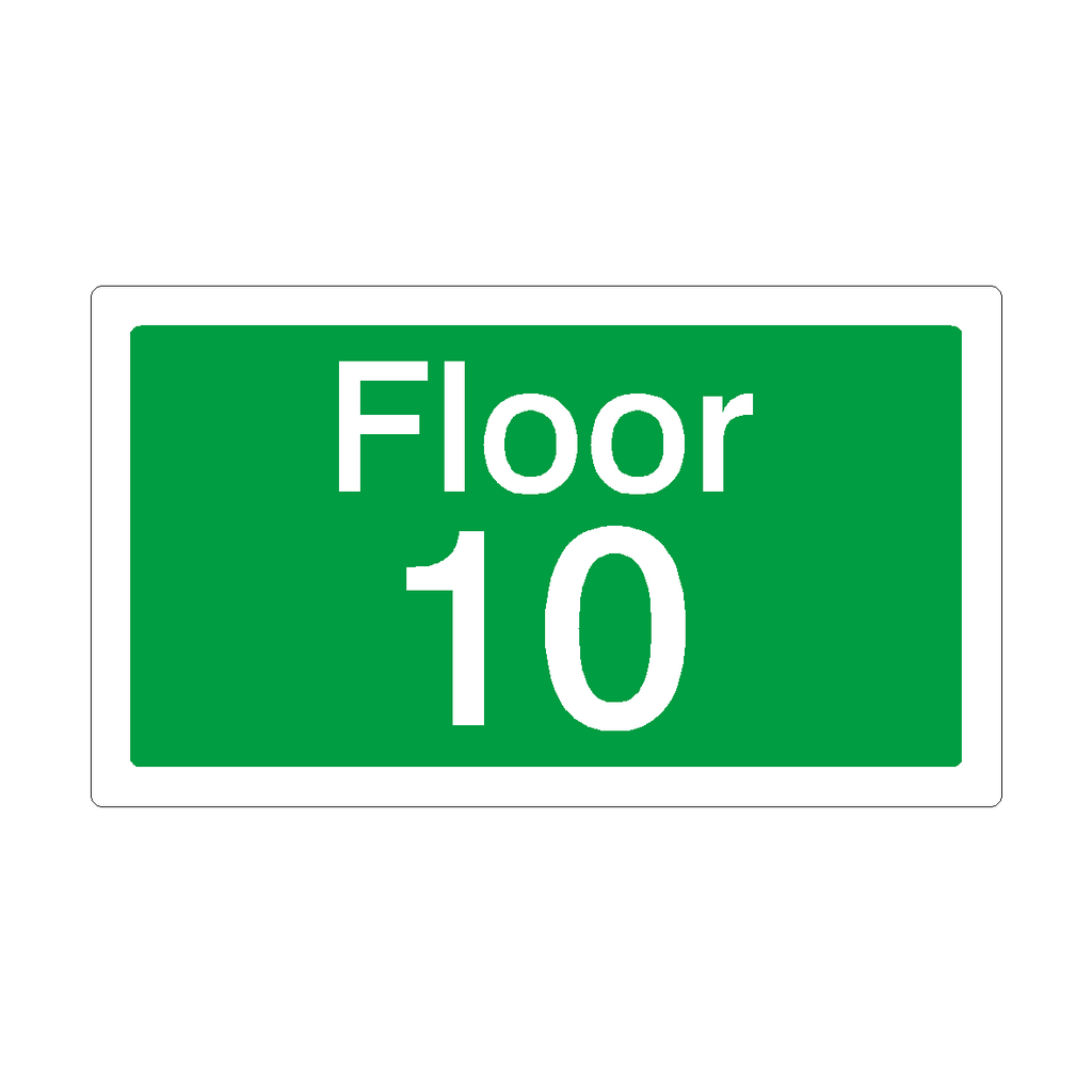 Floor 10 Sign Green | Safety-Label.co.uk