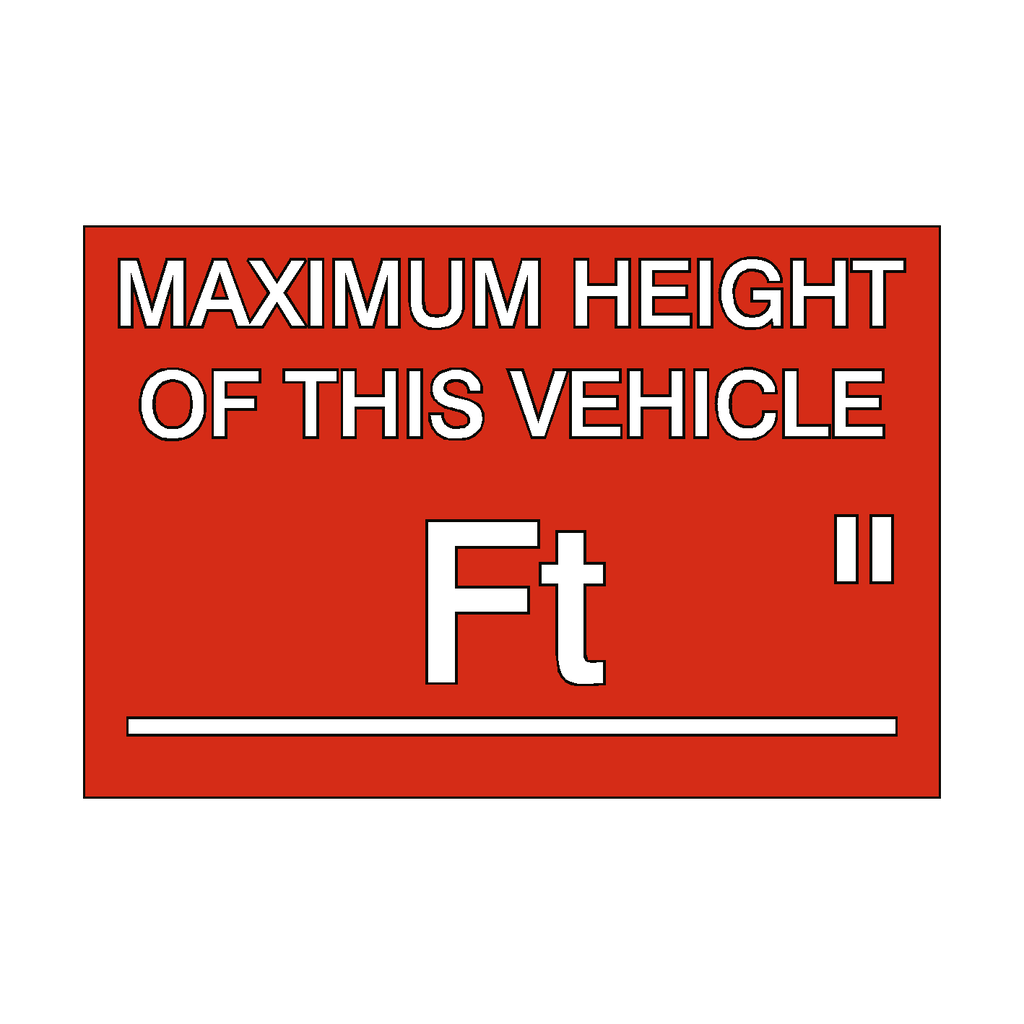 Maximum Height Vehicle Sticker Foot / Inch | Safety-Label.co.uk