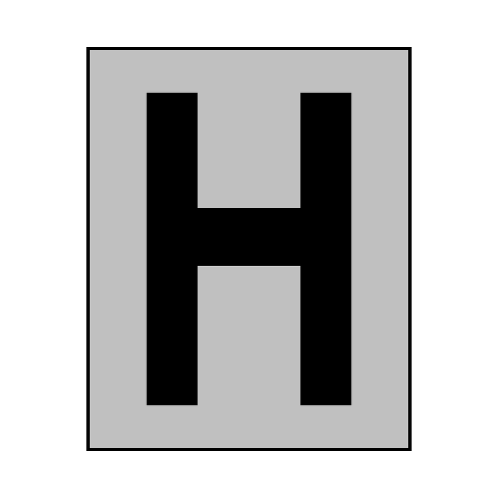 Silver Letter H Sticker | Safety-Label.co.uk