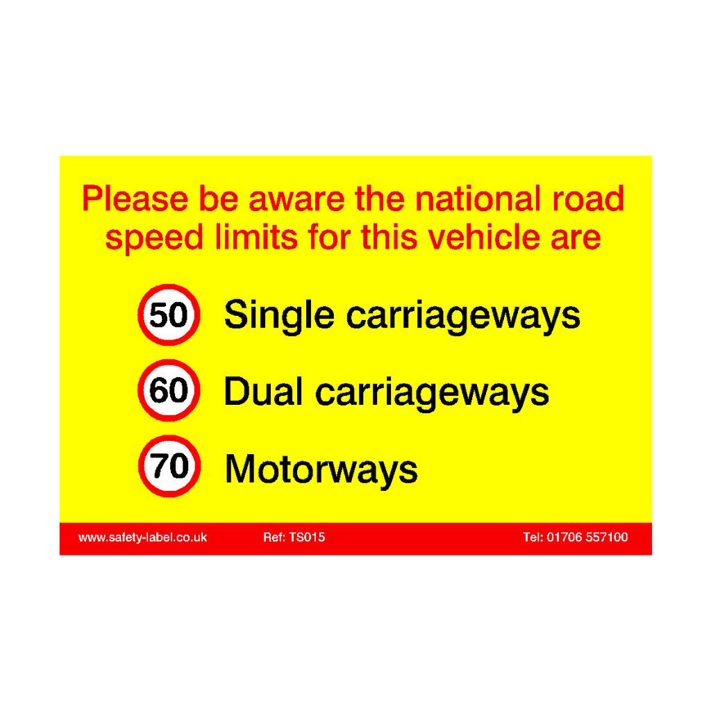 Vehicle Speed Limit Sticker | Safety-Label.co.uk