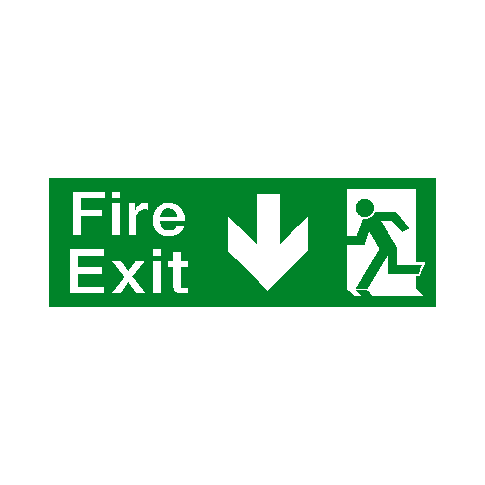 Arrow Down Fire Exit Sticker | Safety-Label.co.uk