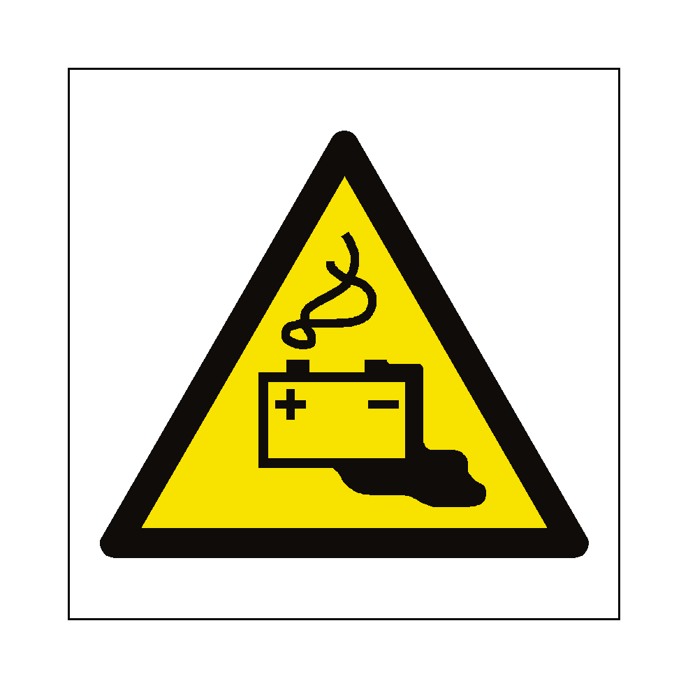 Battery Charging Hazard Symbol Label | Safety-Label.co.uk