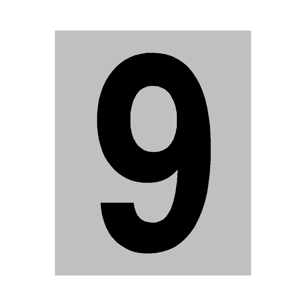 Silver Number 9 Sticker | Safety-Label.co.uk