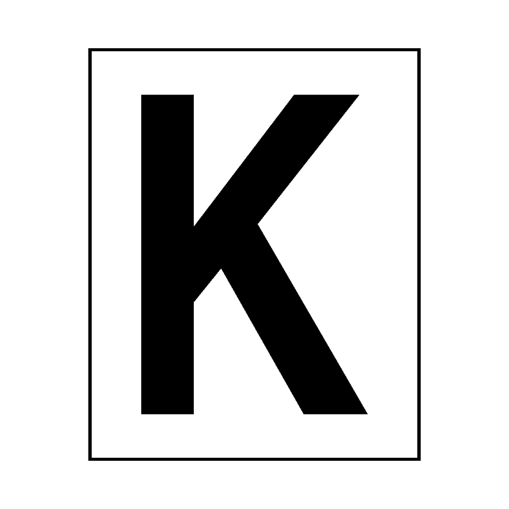 Letter K Sticker Black | Safety-Label.co.uk