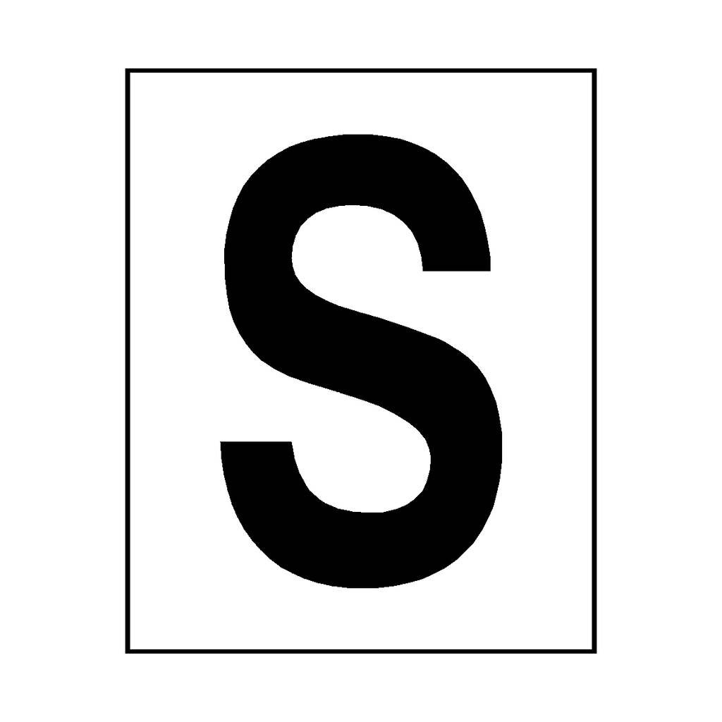 Letter S Sticker Black | Safety-Label.co.uk