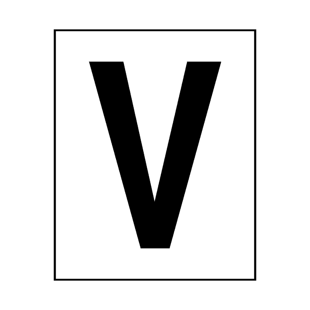 Letter V Sticker Black | Safety-Label.co.uk