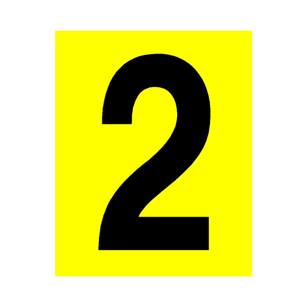 Yellow Number 2 Sticker | Safety-Label.co.uk
