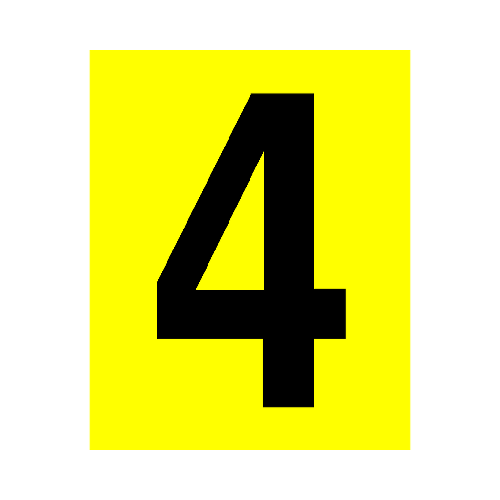 Yellow Number 4 Sticker | Safety-Label.co.uk