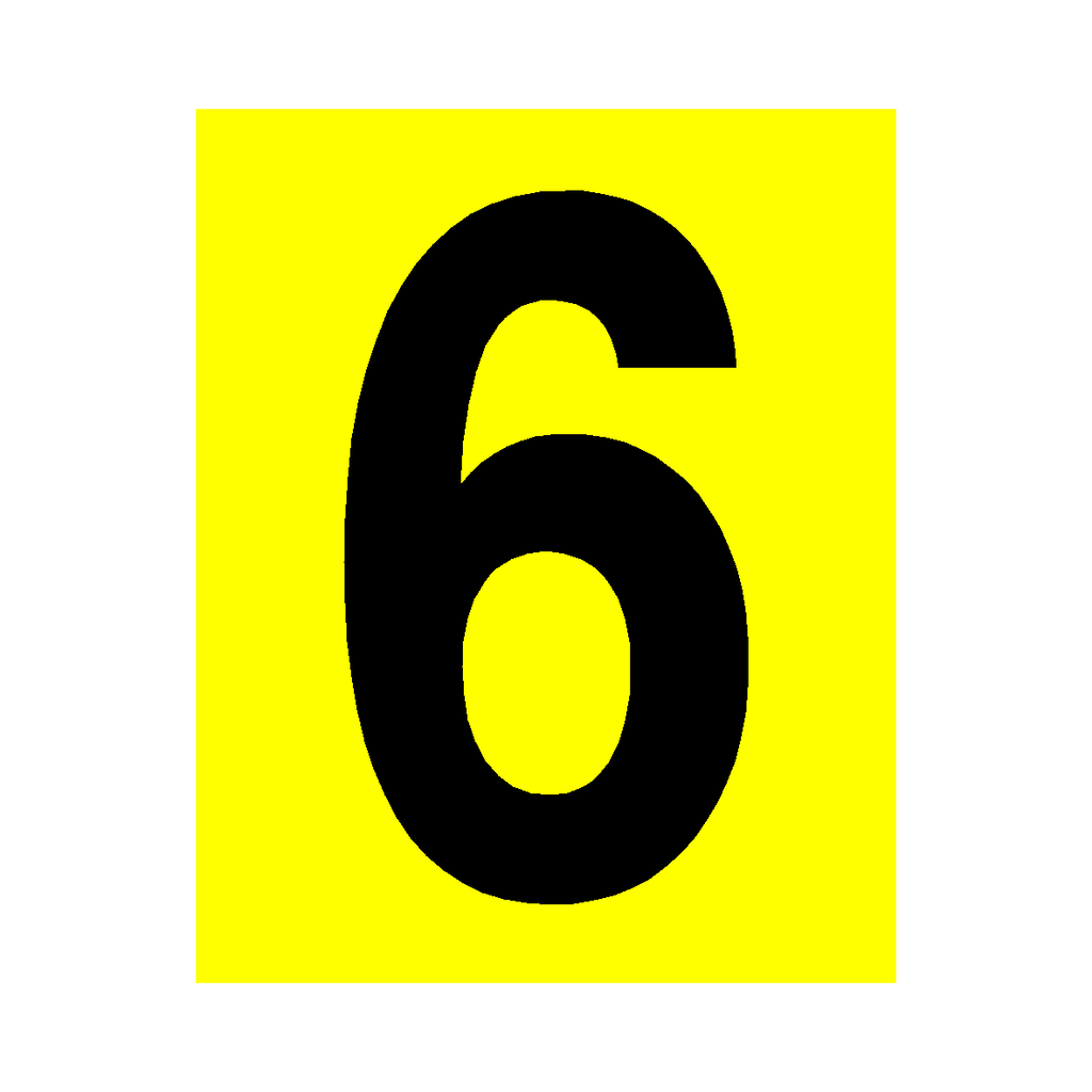 Yellow Number 6 Sticker | Safety-Label.co.uk