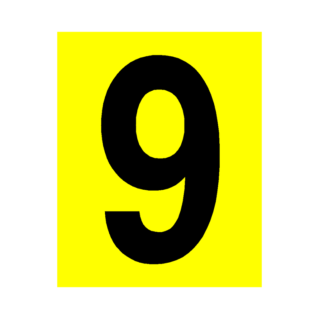 Yellow Number 9 Sticker | Safety-Label.co.uk