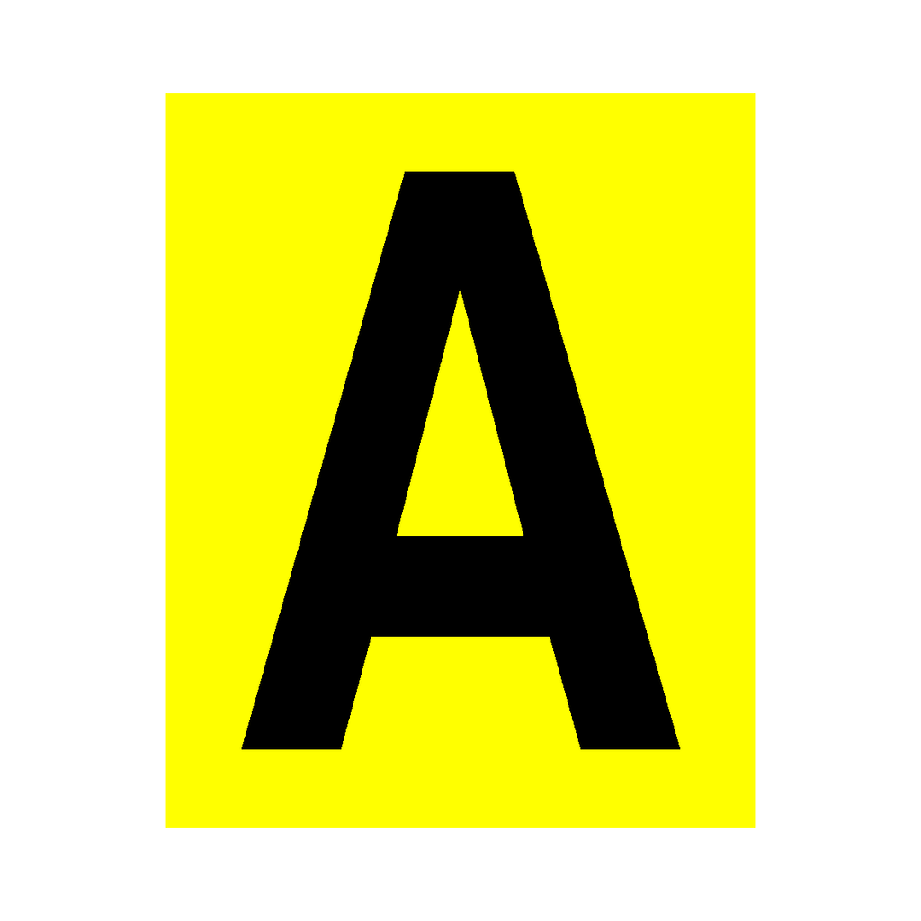 Yellow Letter A Sticker | Safety-Label.co.uk