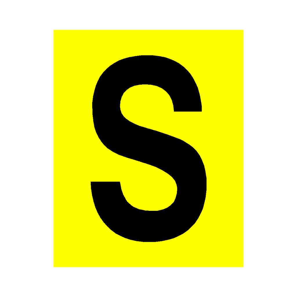 Yellow Letter S Sticker | Safety-Label.co.uk