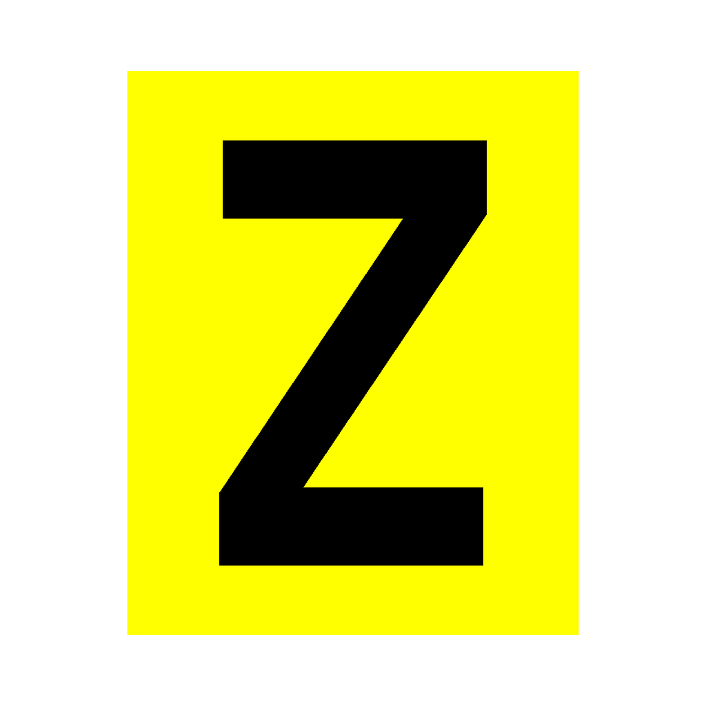 Yellow Letter Z Sticker | Safety-Label.co.uk