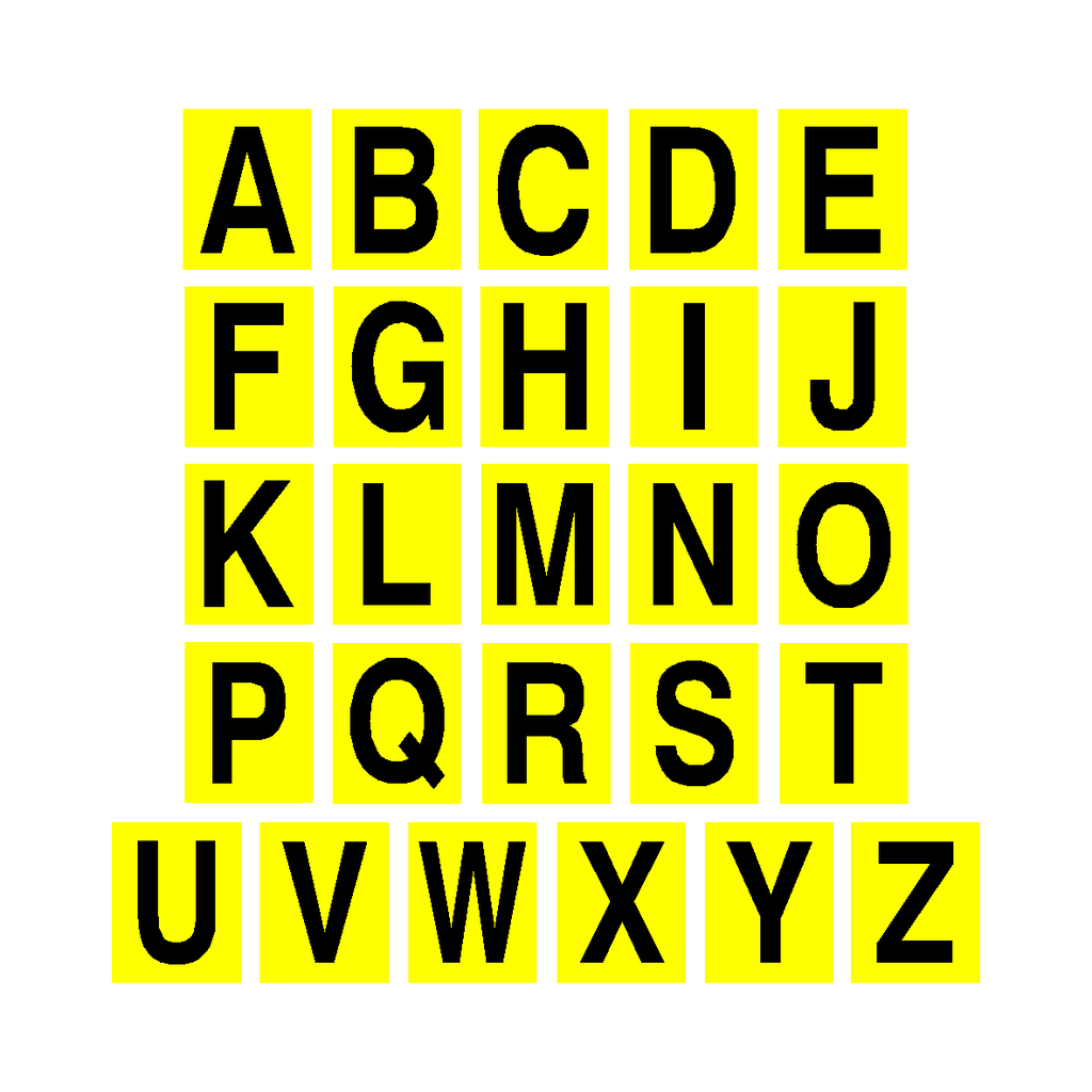 Yellow Alphabet Letter Sticker Pack | Safety-Label.co.uk