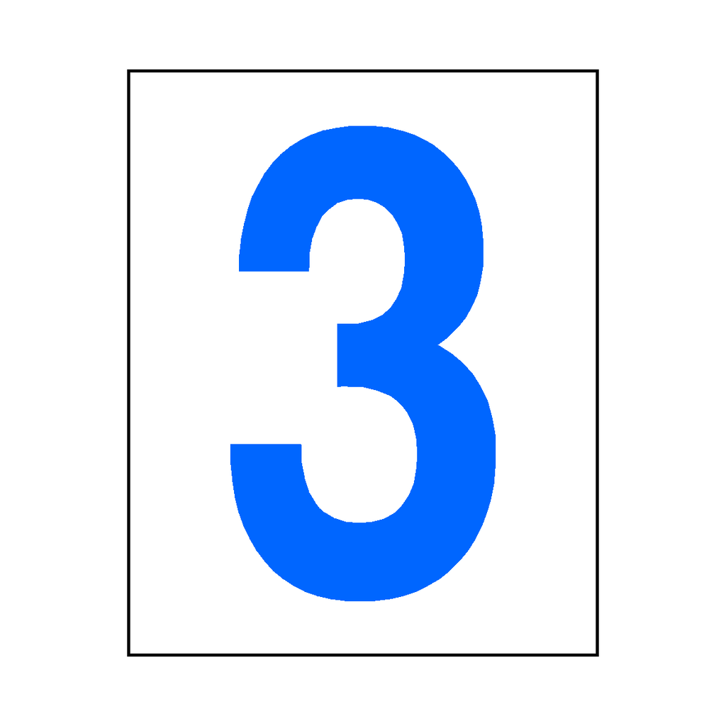 Number 3 Sticker Blue | Safety-Label.co.uk