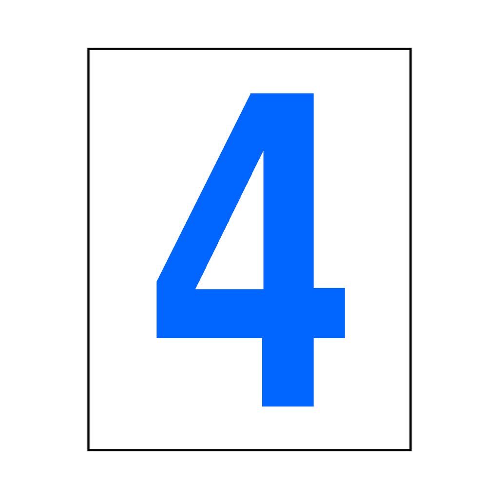 Number 4 Sticker Blue | Safety-Label.co.uk