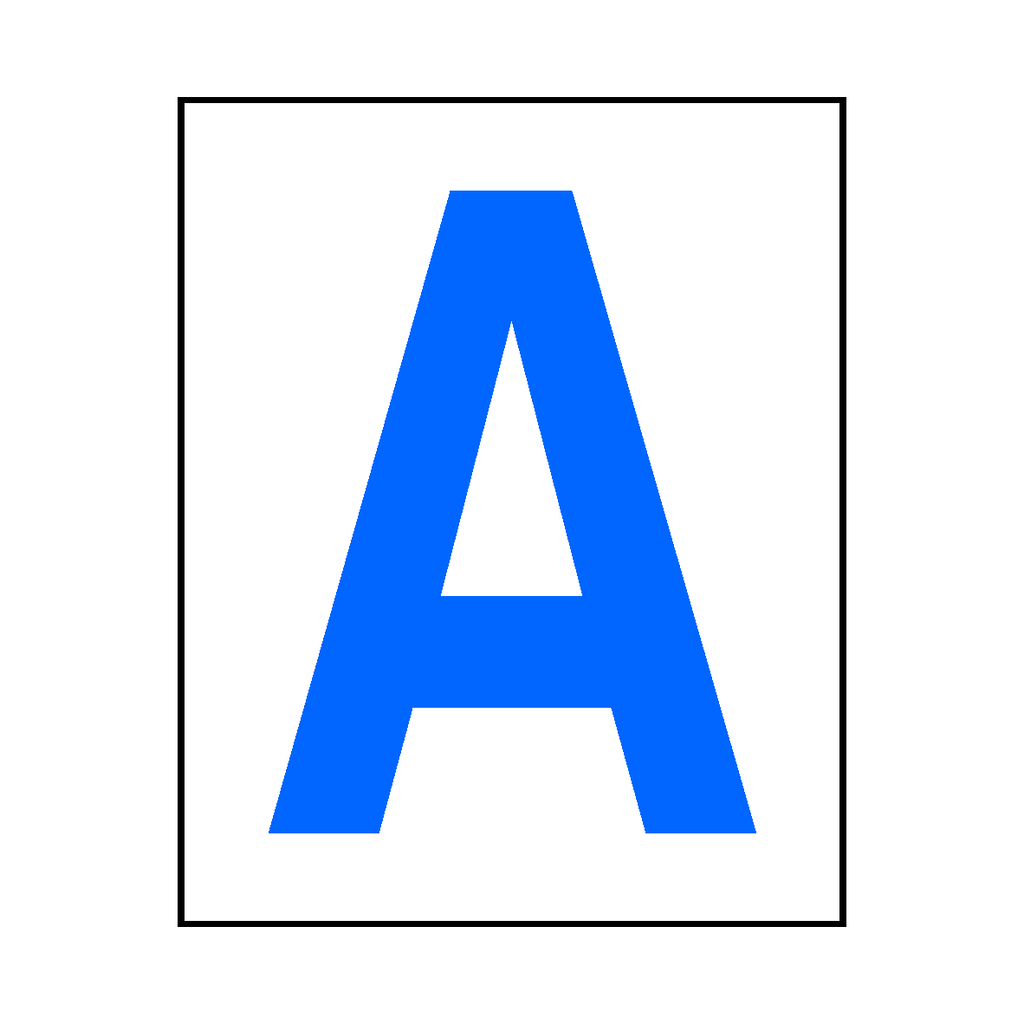 Letter A Sticker Blue | Safety-Label.co.uk