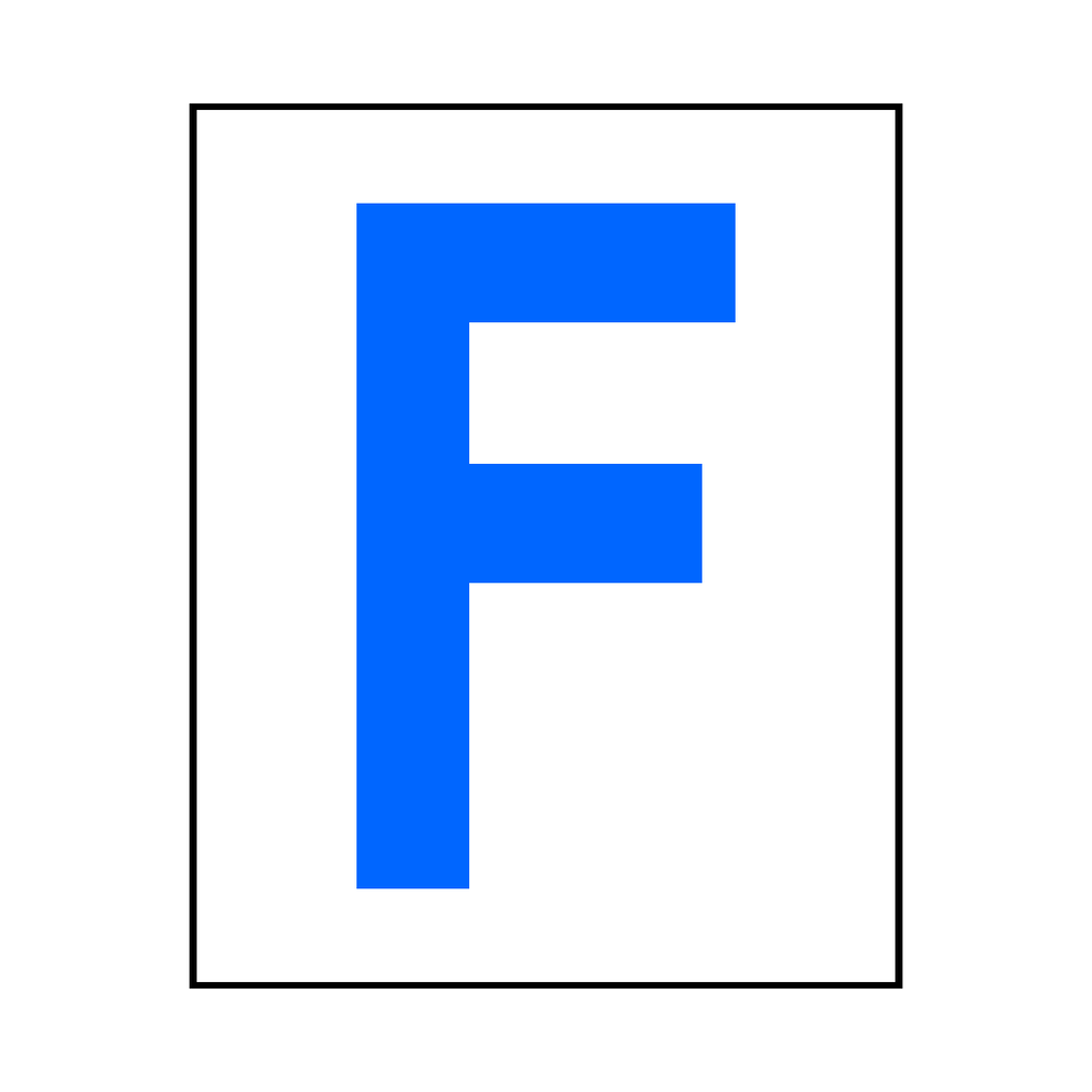 Letter F Sticker Blue | Safety-Label.co.uk