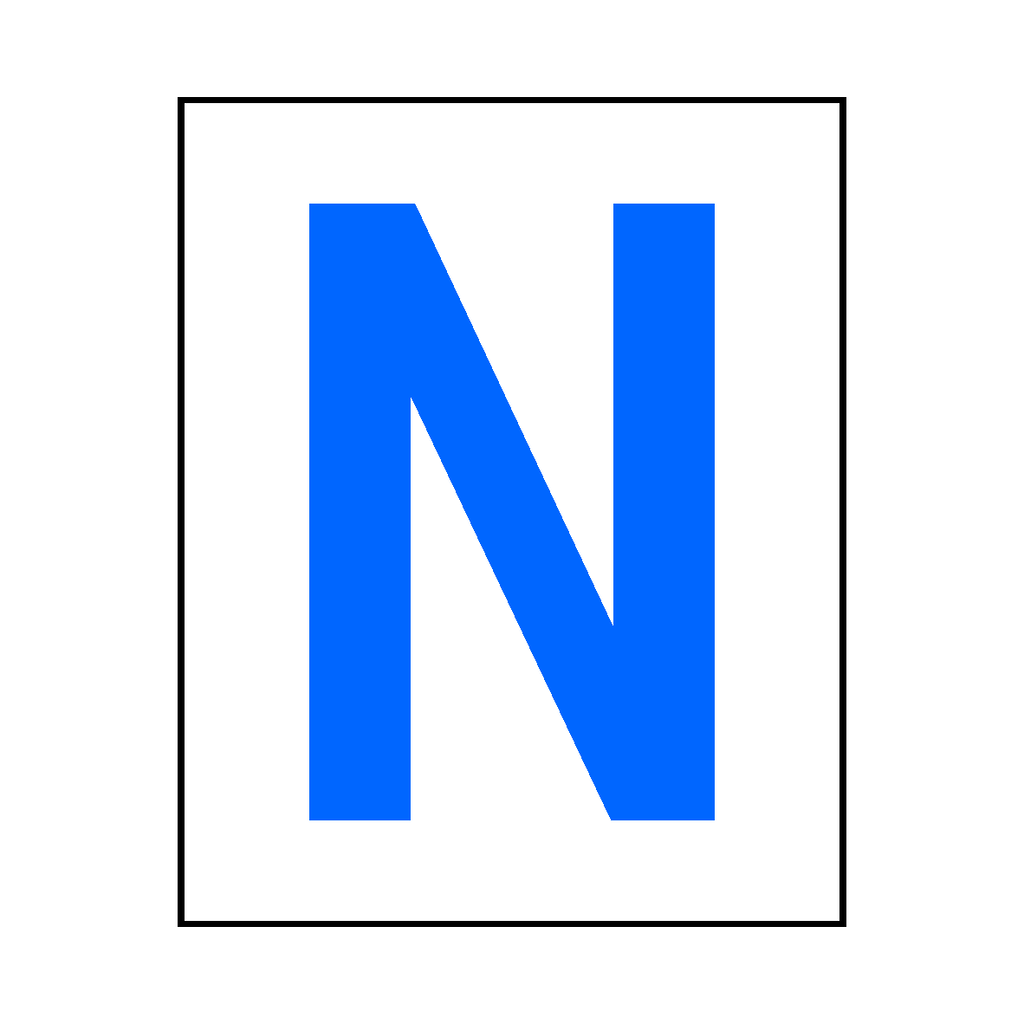 Letter N Sticker Blue | Safety-Label.co.uk