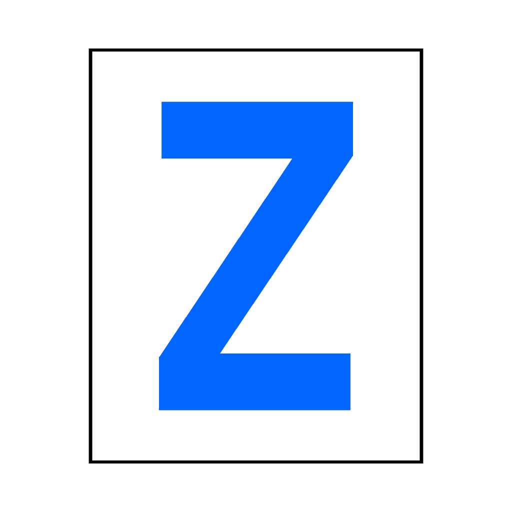 Letter Z Sticker Blue | Safety-Label.co.uk