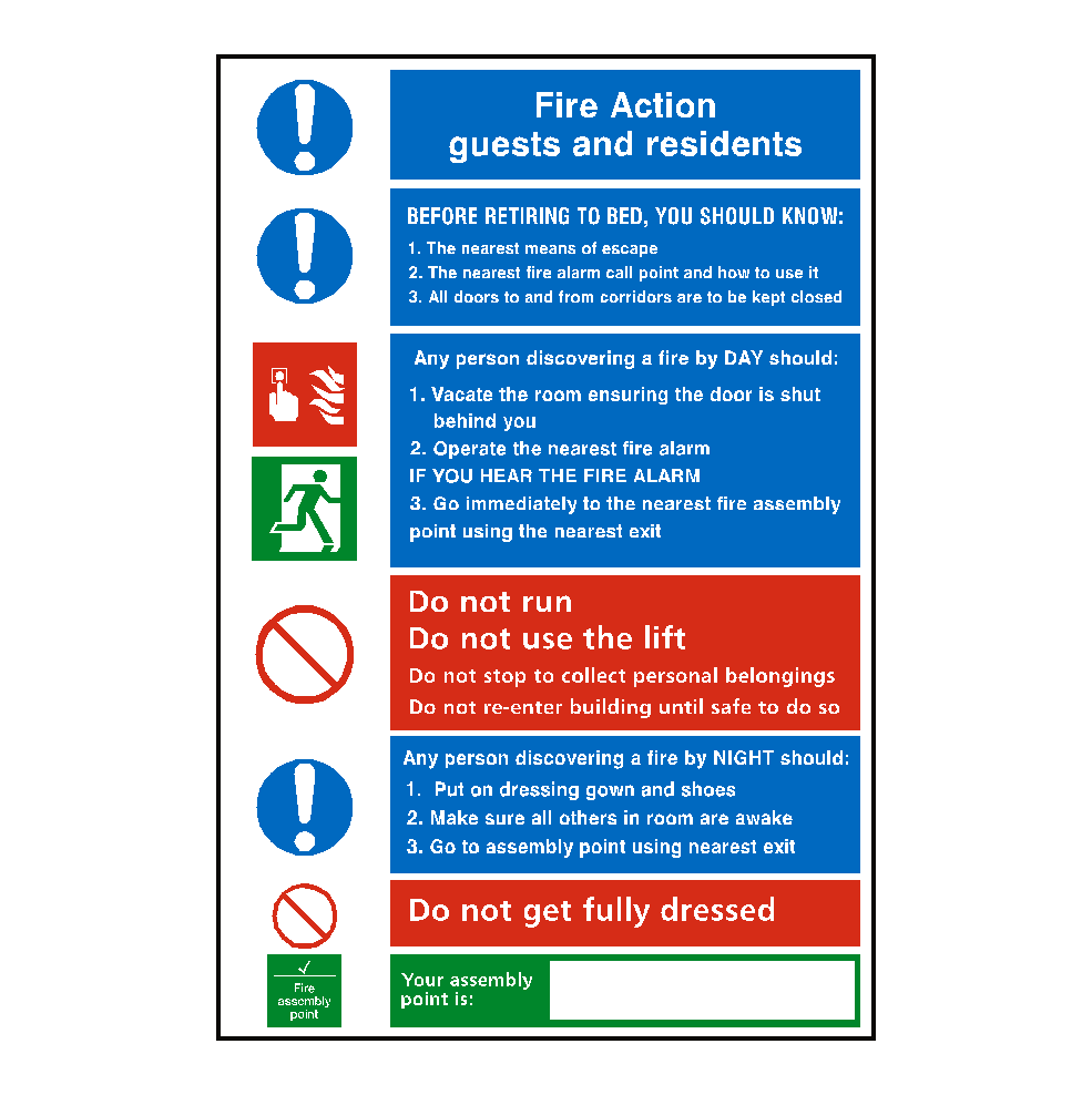 Hotel Fire Action Notice Sticker | Safety-Label.co.uk