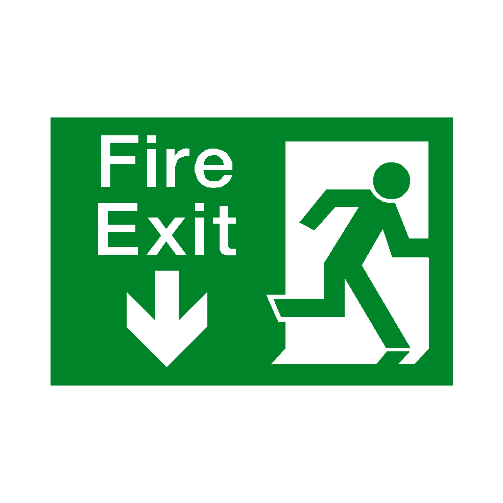 Fire Exit Arrow Down Sticker | Safety-Label.co.uk