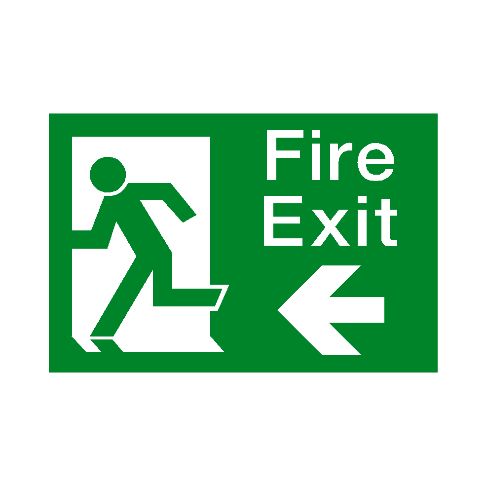 Fire Exit Arrow Left Sticker | Safety-Label.co.uk