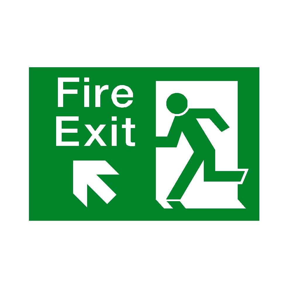 Fire Exit Arrow Up Left Sign | Safety-Label.co.uk