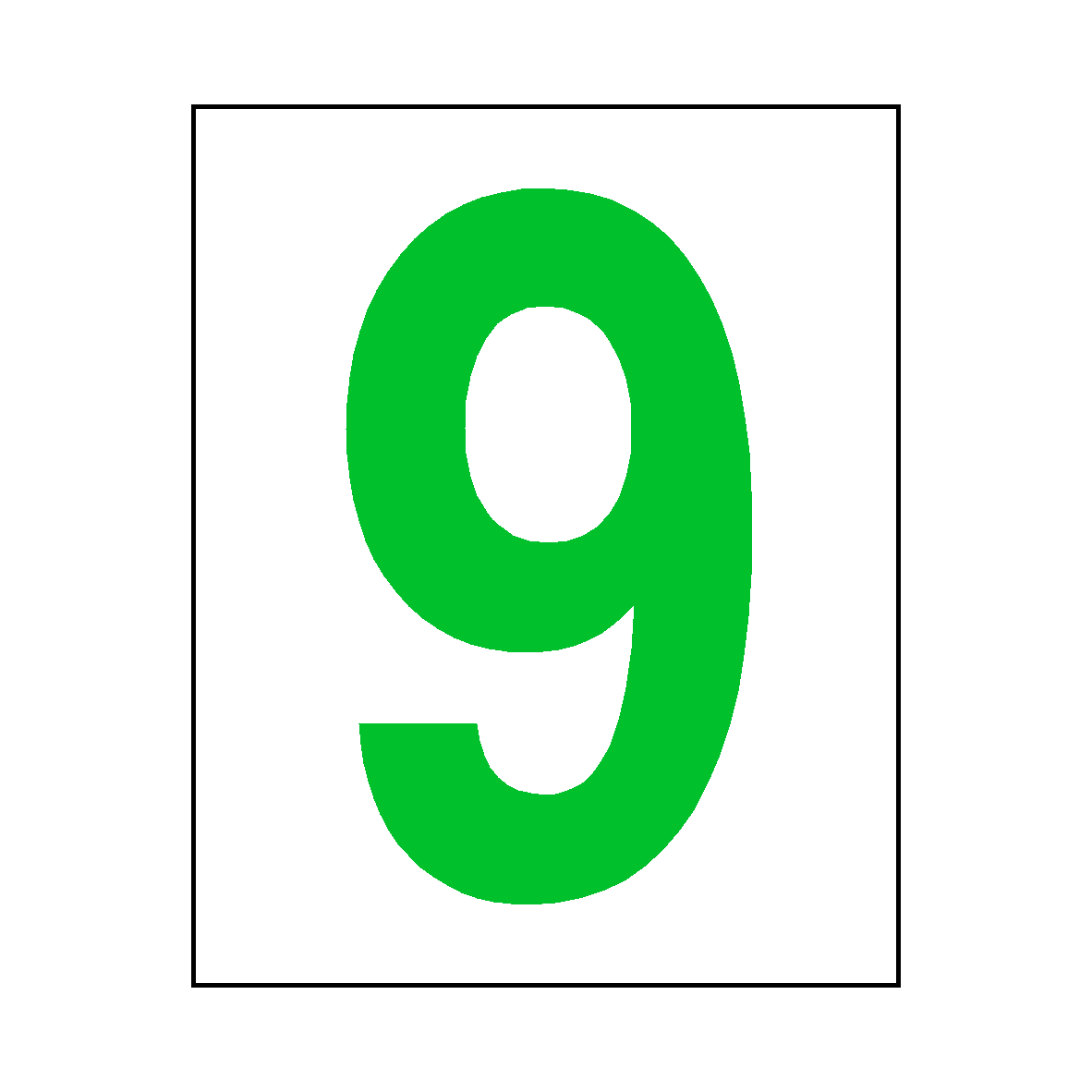 Number 9 Sticker Green