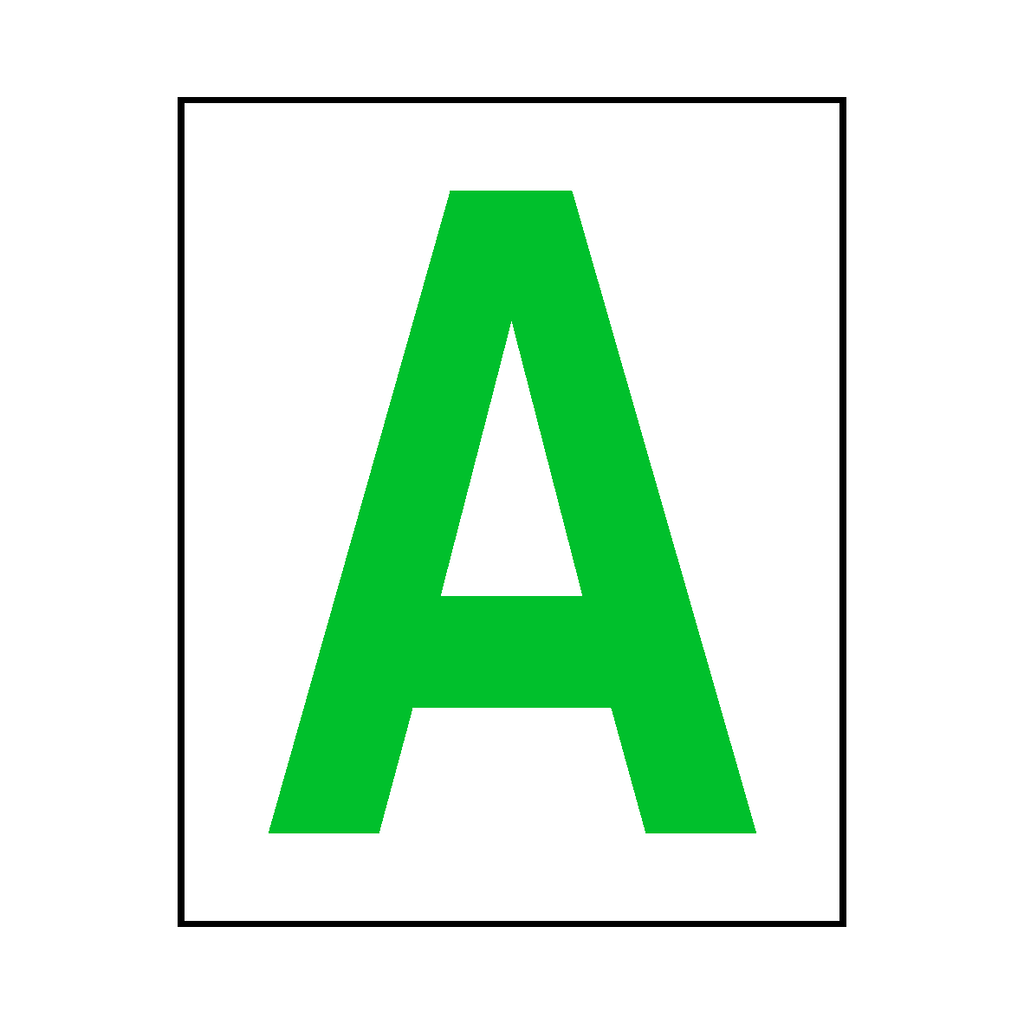 Letter A Sticker Green | Safety-Label.co.uk