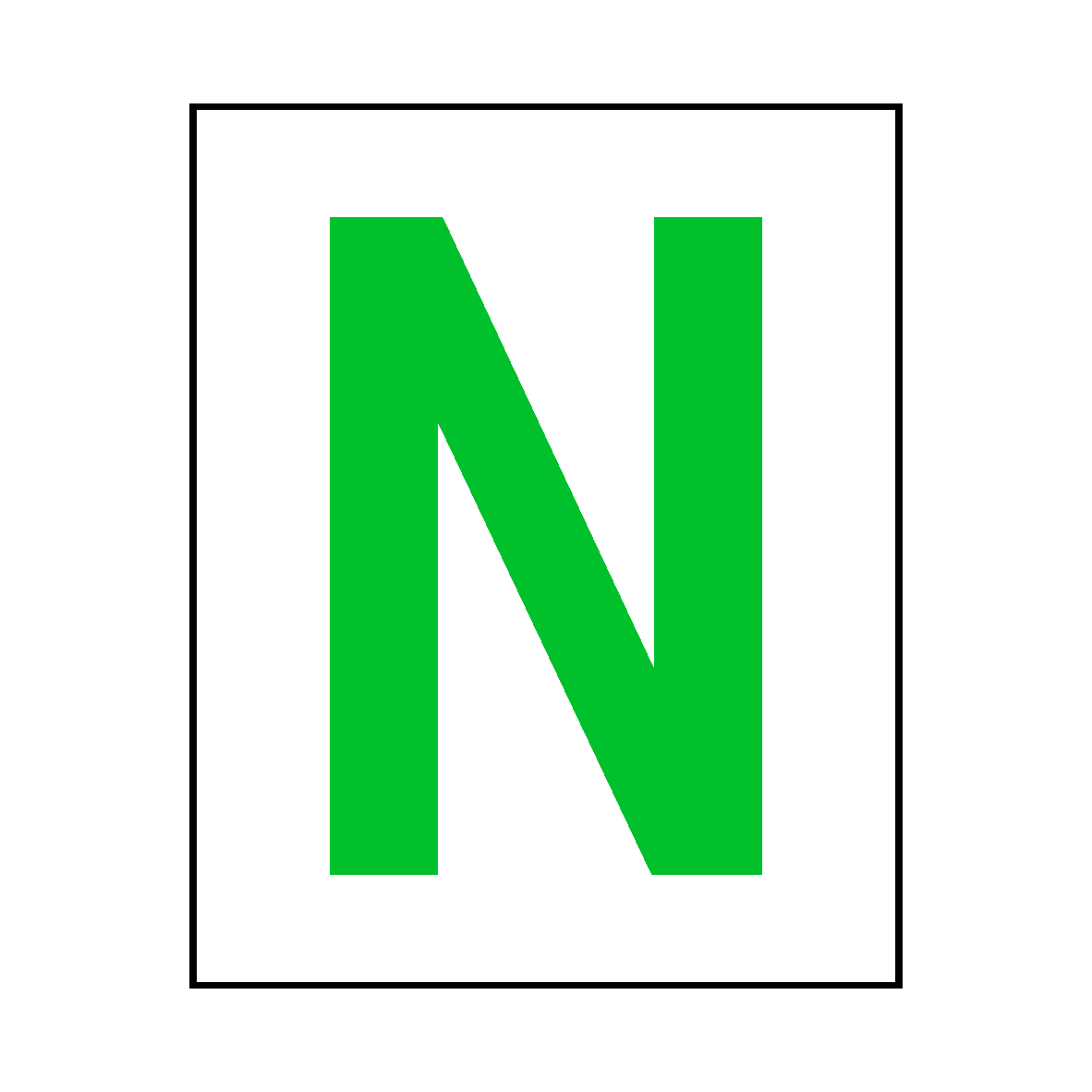green letter n