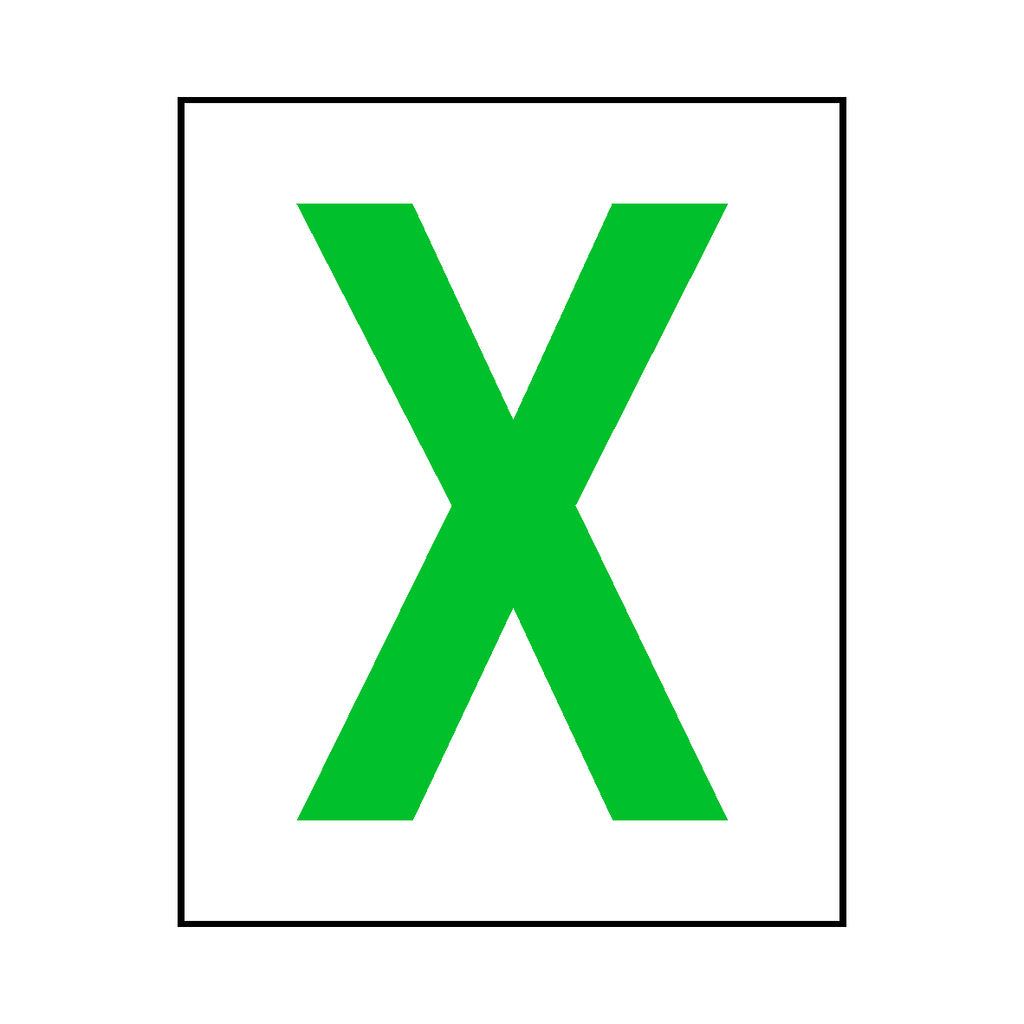Letter X Sticker Green | Safety-Label.co.uk