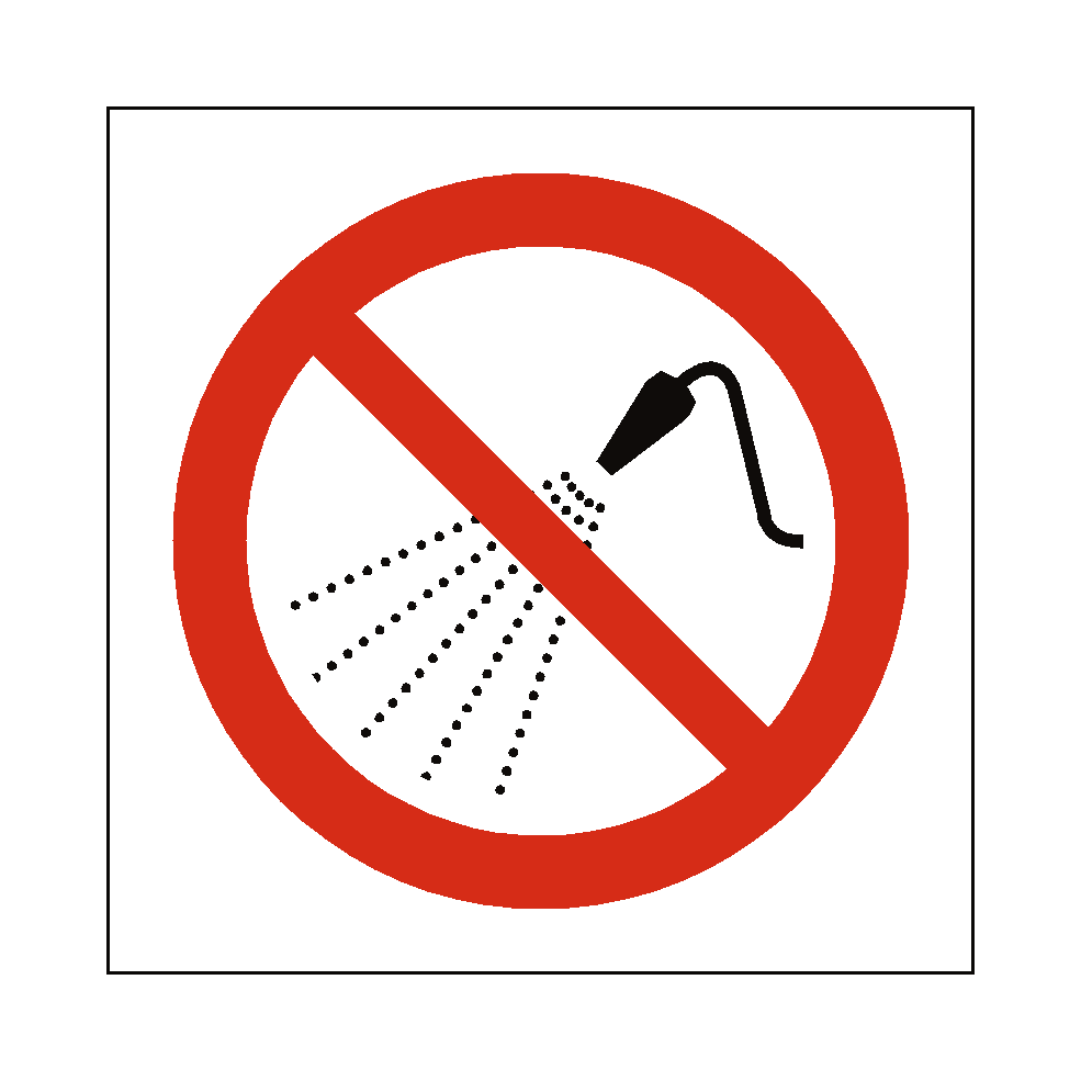 No Water Spray Symbol Label | Safety-Label.co.uk