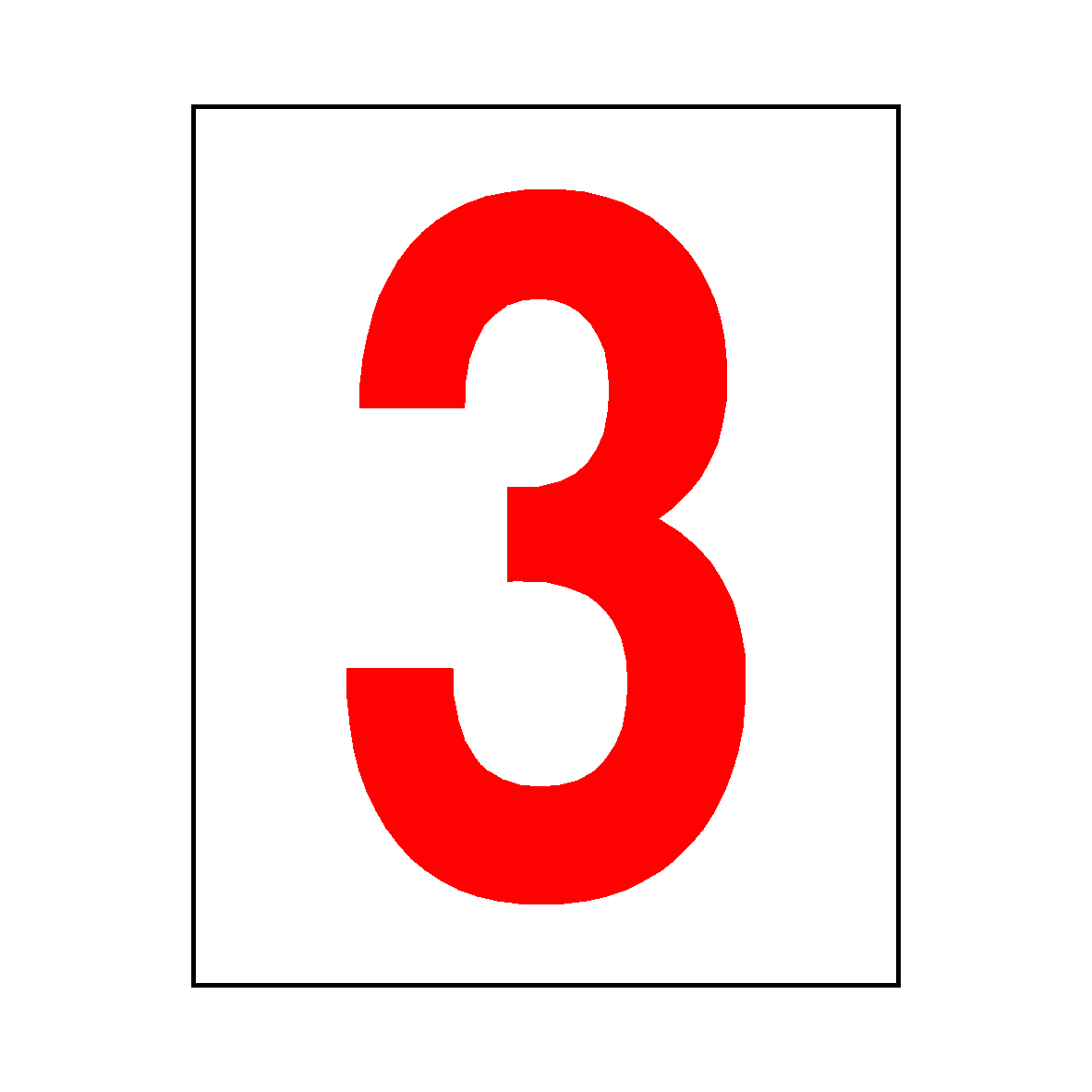 Number 3 Sticker Red