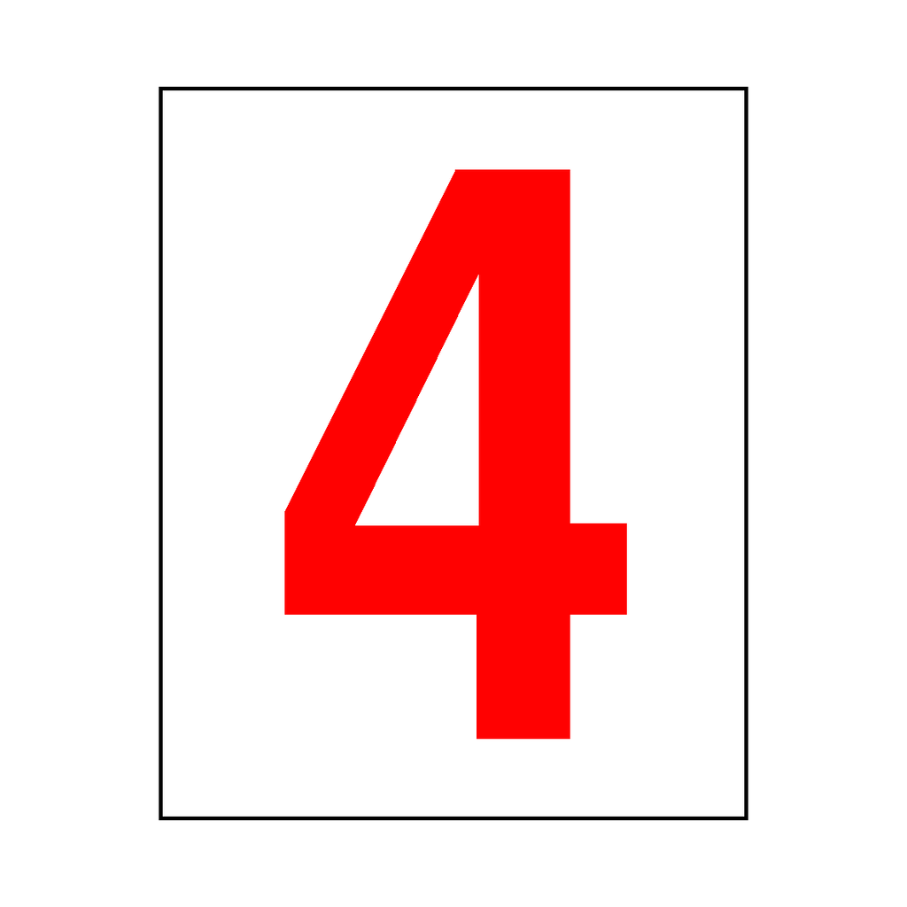 Number 4 Sticker Red | Safety-Label.co.uk