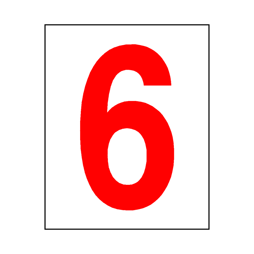 Number 6 Sticker Red | Safety-Label.co.uk