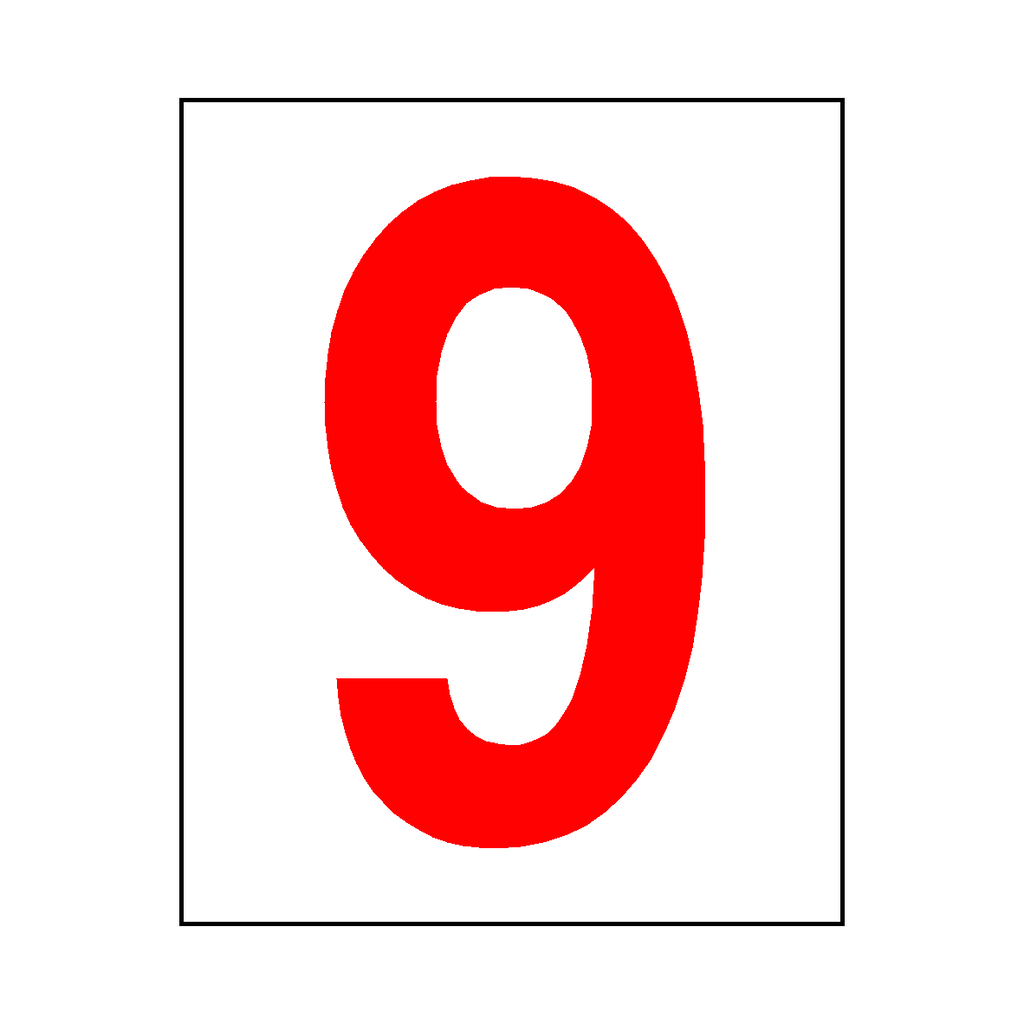 Number 9 Sticker Red | Safety-Label.co.uk