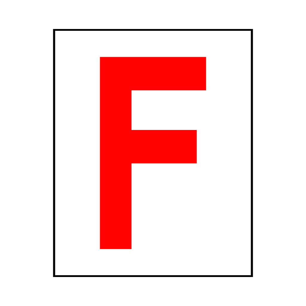 Letter F Sticker Red | Safety-Label.co.uk