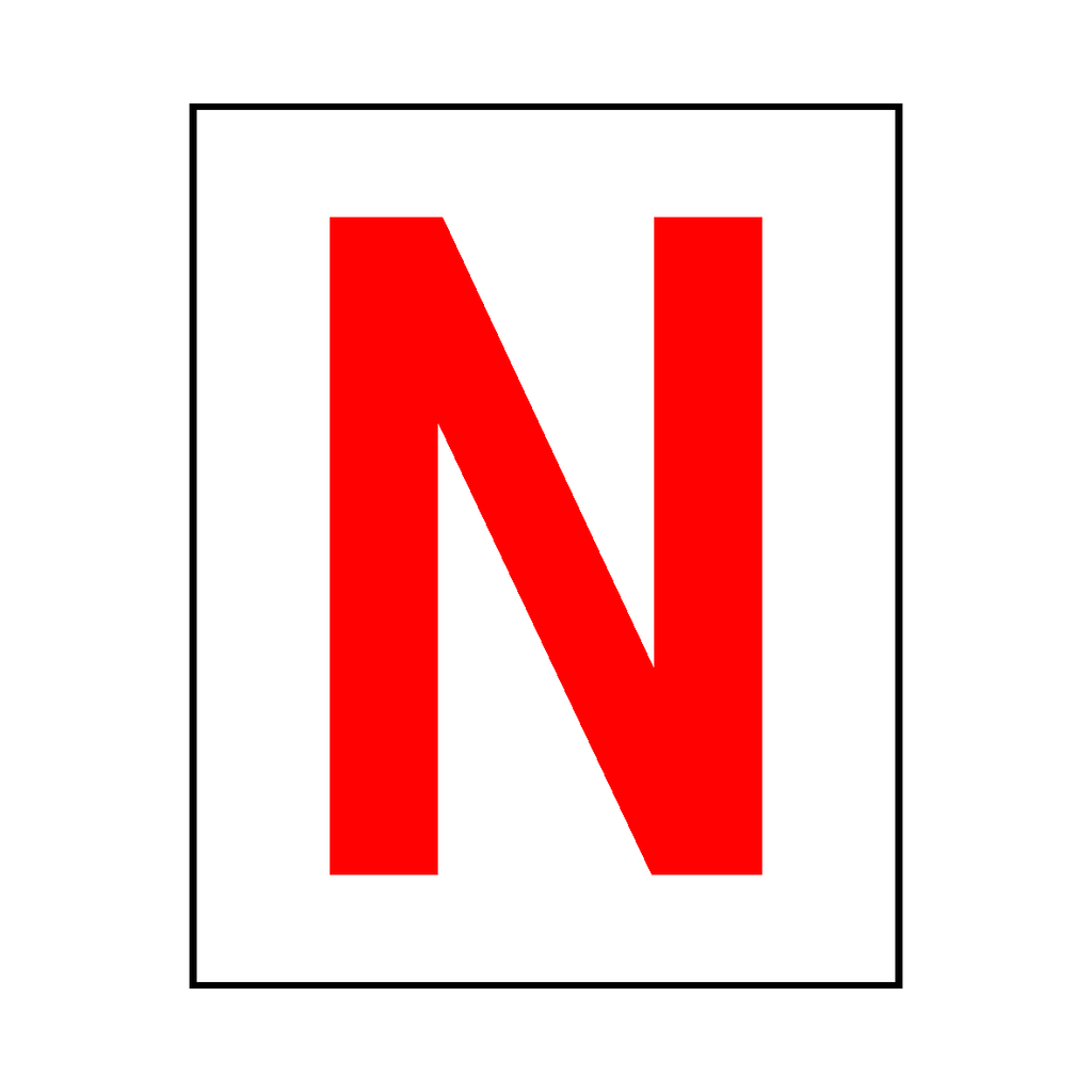 Letter N Sticker Red | Safety-Label.co.uk