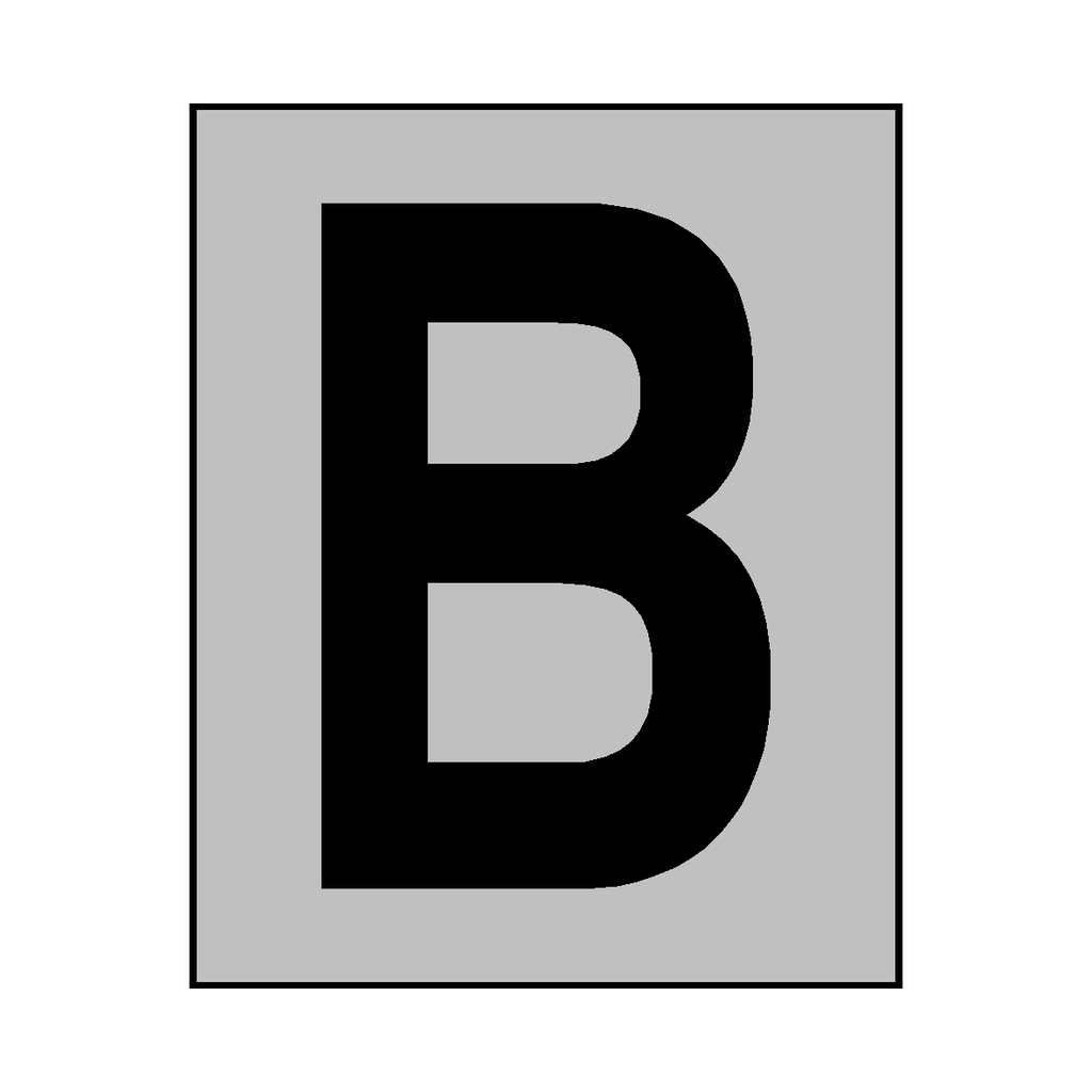 Silver Letter B Sticker | Safety-Label.co.uk