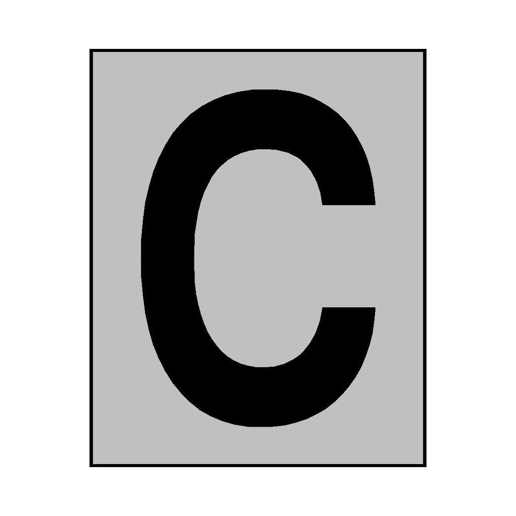 Silver Letter C Sticker | Safety-Label.co.uk