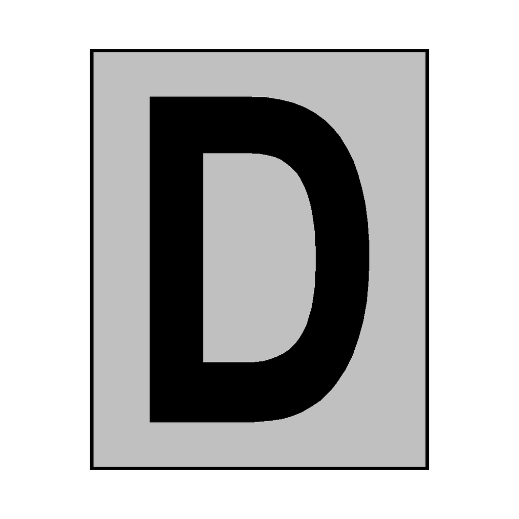 Silver Letter D Sticker | Safety-Label.co.uk